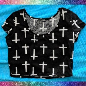 B&W cross Wet Seal Crop Top